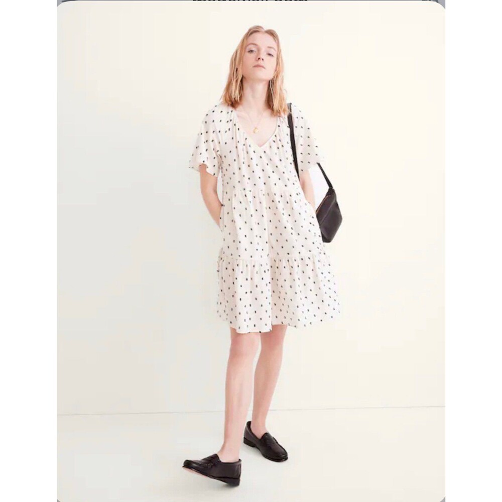 Madewell  Cotton-Linen Lorelei Mini Dress in Clip Dot